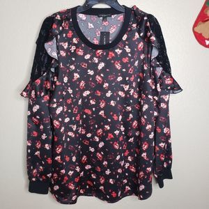 4. Lane Bryant NWT 18/20 Floral Long Sleeve Ruffle Sleeve Top